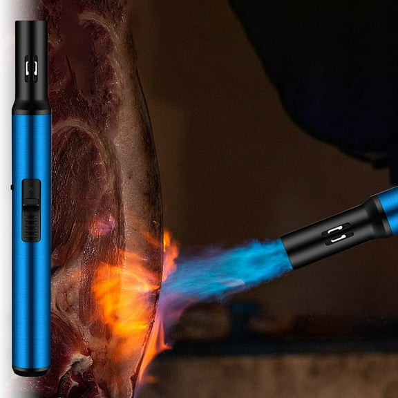 Yoloke Windproof Blue Flame Butane Torch for BBQ Baking Pen Welding, 360° Ignition, Visual Gas Window, Adjustable Flame, Safe Refillable Design