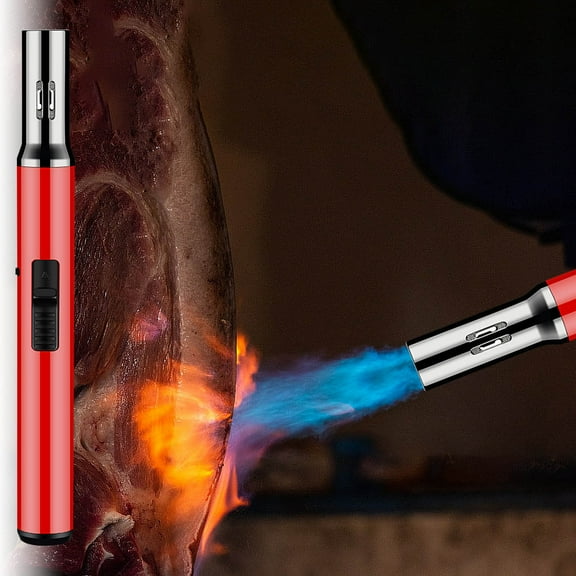 Yoloke Windproof Blue Flame Butane Torch for BBQ Baking Pen Welding, 360° Ignition, Visual Gas Window, Adjustable Flame, Safe Refillable Design