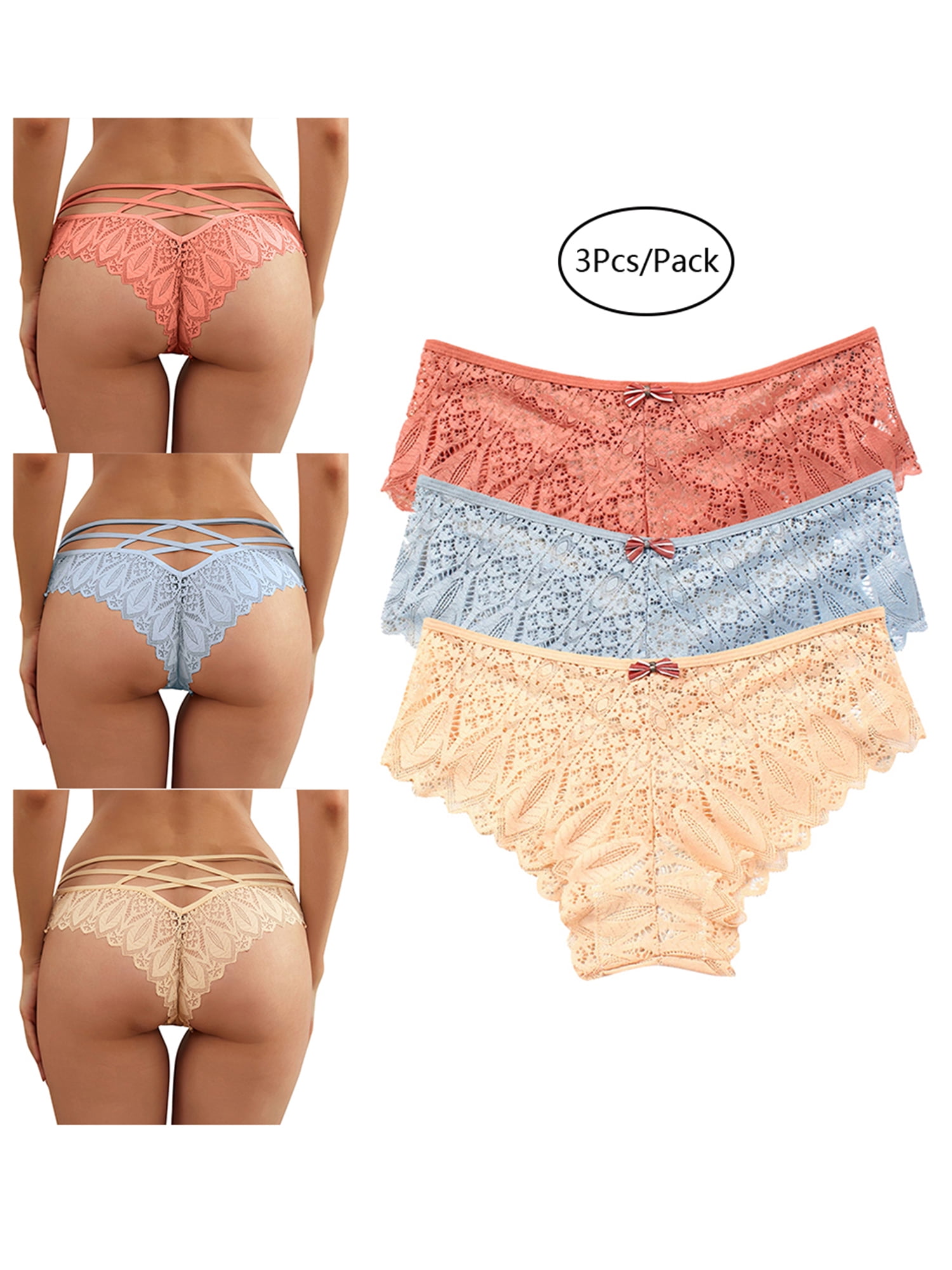 Yolossia Plus Size S-5XL Womens Sexy Lace French Knickers Lingerie Thong  Briefs Panties Underwear 