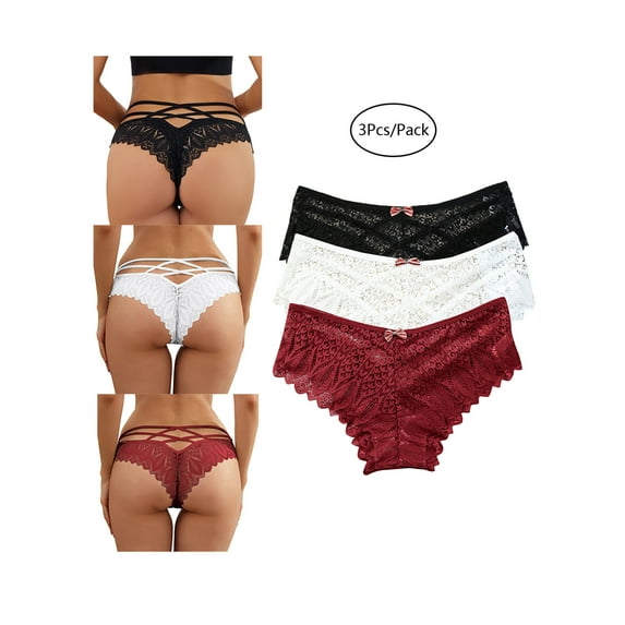 Yolossia Plus Size S-5XL Womens Sexy Lace French Knickers Lingerie Thong Briefs Panties Underwear