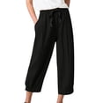 thumbnail image 1 of Yolossia Womens Cotton Linen Drawstring Elastic Waist Loose Ankle Pants, 1 of 2