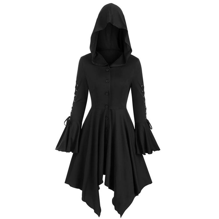 Yolossia Womens Halloween Witch Vampire Costume Gothic Hoodie Clock Dress  Coat