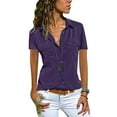 thumbnail image 1 of Yolossia Womens Pockets Blouse Tops Short Sleeve Buttons Down Shirt, 1 of 2