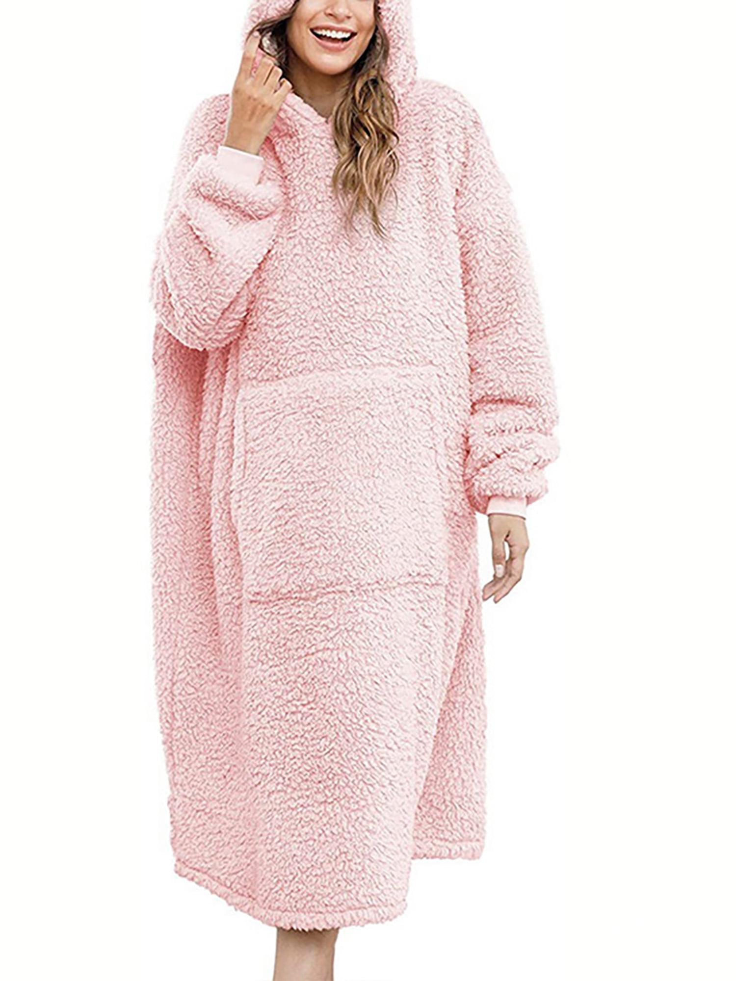 Yolossia Womens Sherpa Fleece Hoodie Sweatshirt Nightdress Wearable