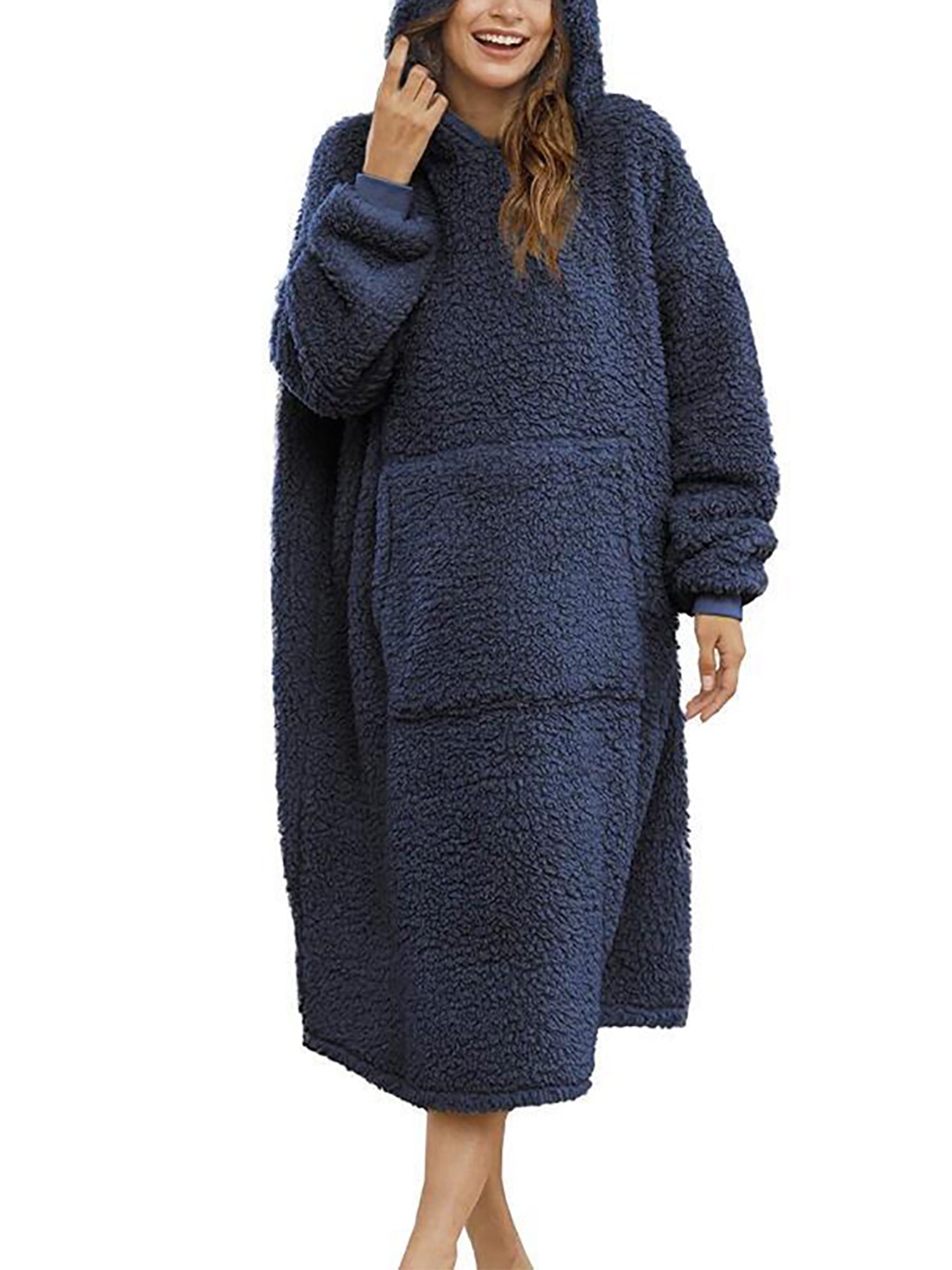 Yolossia Womens Sherpa Fleece Hoodie Sweatshirt Nightdress Wearable