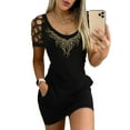 thumbnail image 1 of Yolossia Womens Short Sleeve Cold Shoulder Glitter Rhinestone Party Bodycon Mini Dresses, 1 of 3
