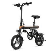 Yoloway EB3 14" Folding Electric Bike for Adults, 350W Motor Electric Bicycle with 36V 7.5Ah Battery, 19MPH Mini Foldable Ebike for Teens, Center Suspension