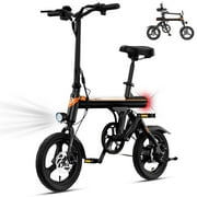 Yoloway EB3 Folding Electric Bike for Adults, 350W Electric Bicycle with 36V/7.5AH Battery, 14" Foldable Commuter Cruiser City E Bike for Teens, 3 Levels Assist