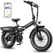 Yoloway Mars 2.0 Electric Bike 750W Folding Ebike with 600Wh Removable Battery, 20" x 4.0 Fat Tire Electric Bicycle for Adults, APP Control, Shimano 7-Speed Bicycles
