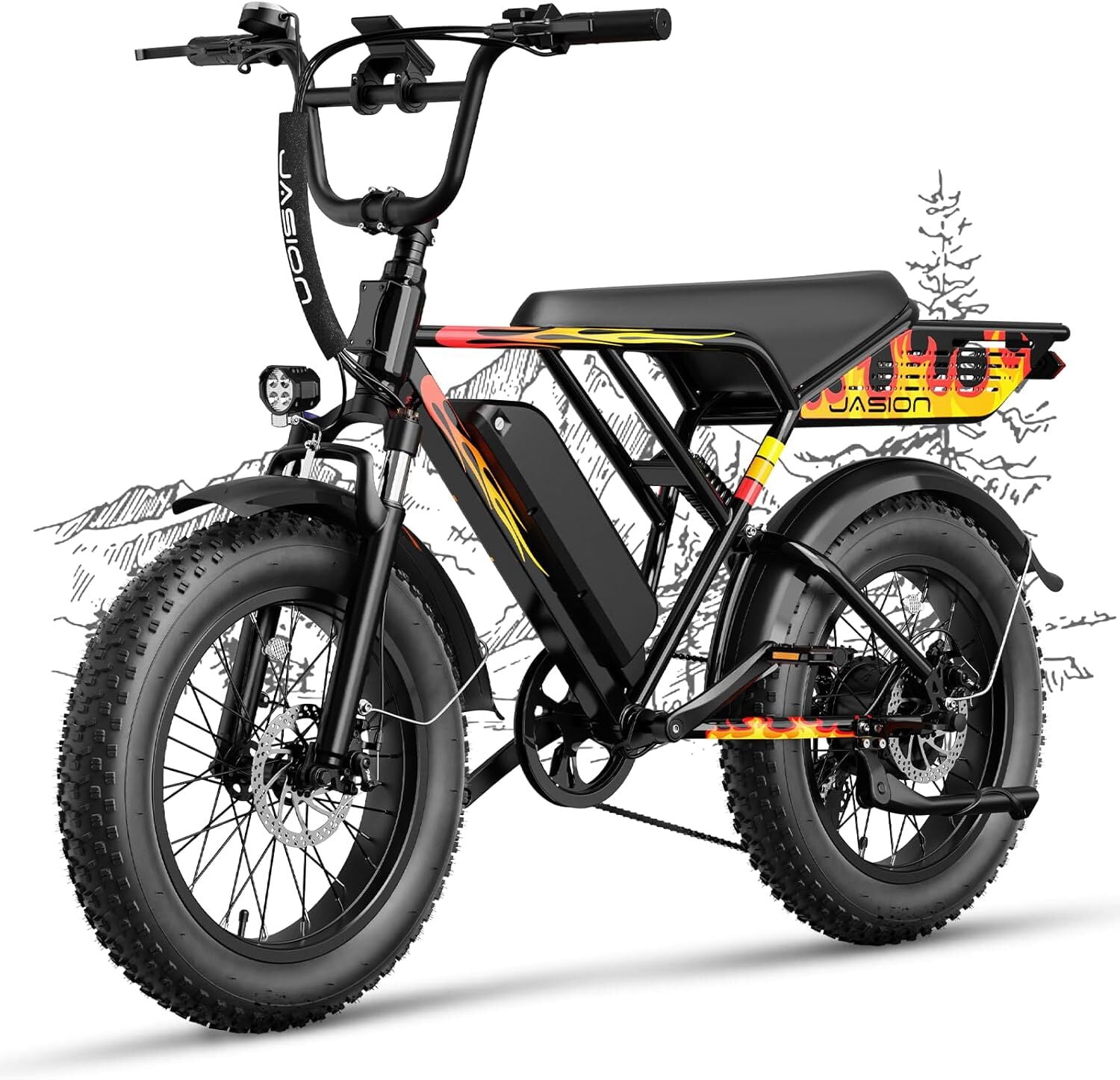 Yoloway RetroVolt Electric Bike for Adults, 750W Moped Style Adults E Bike, 48V 13Ah Removable Li-Ion Battery, 7-Speed, 20"Fat Tire Full Suspension Ebike All-Terrain Electric Motorcycle