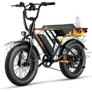 Yoloway RetroVolt Electric Bike for Adults, 750W Moped Style Adults E Bike, 48V 13Ah Removable Li-Ion Battery, 7-Speed, 20"Fat Tire Full Suspension Ebike All-Terrain Electric Motorcycle