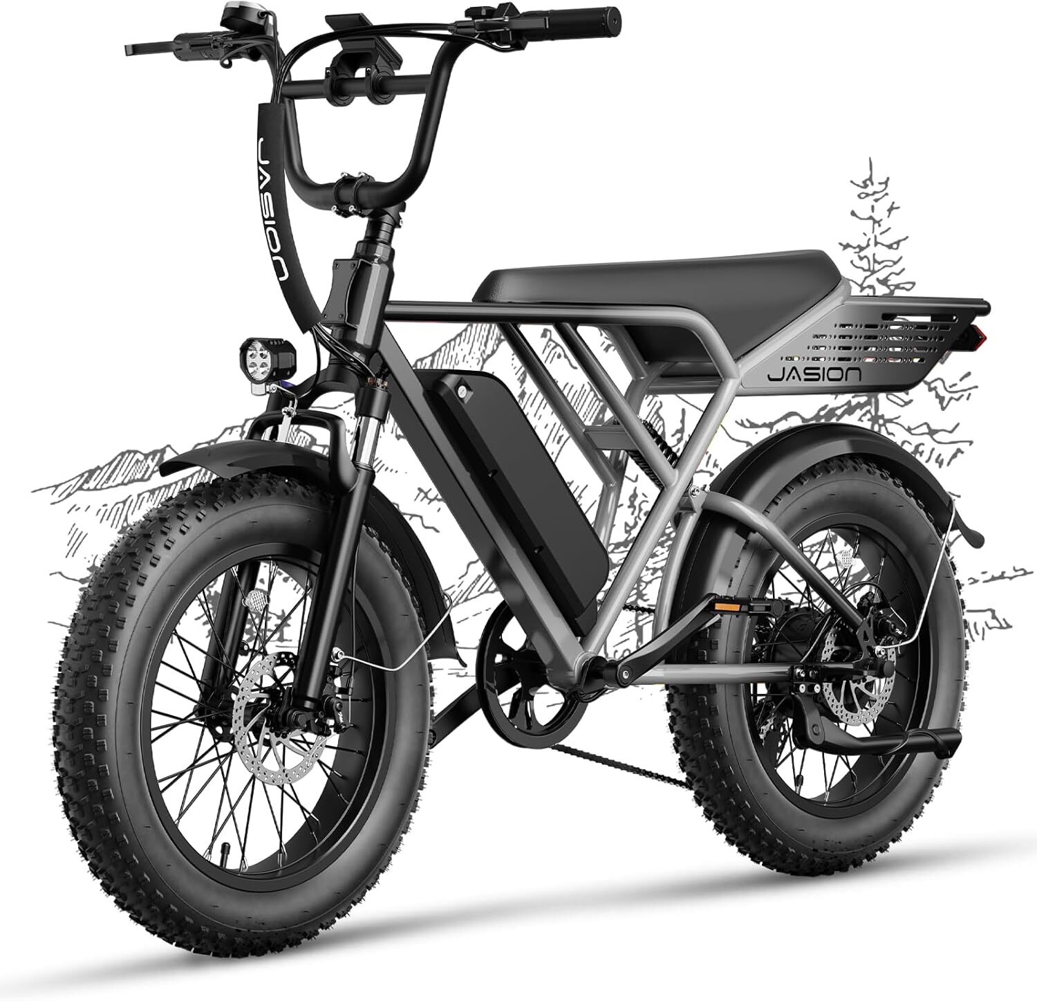 Yoloway RetroVolt Electric Bike for Adults, 750W Moped Style Adults E Bike, 48V 13Ah Removable Li-Ion Battery, 7-Speed, 20"Fat Tire Full Suspension Ebike All-Terrain Electric Motorcycle