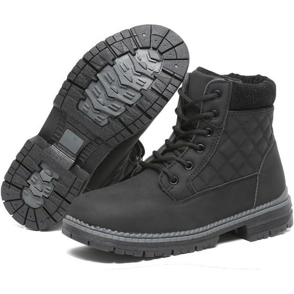 Yolufagy Winter Hiking Boots Women Waterproof Snow Ankle Booties Work Boots Warm Fur Lined Trekking Shoes Winter Lace up Booties for Women Black