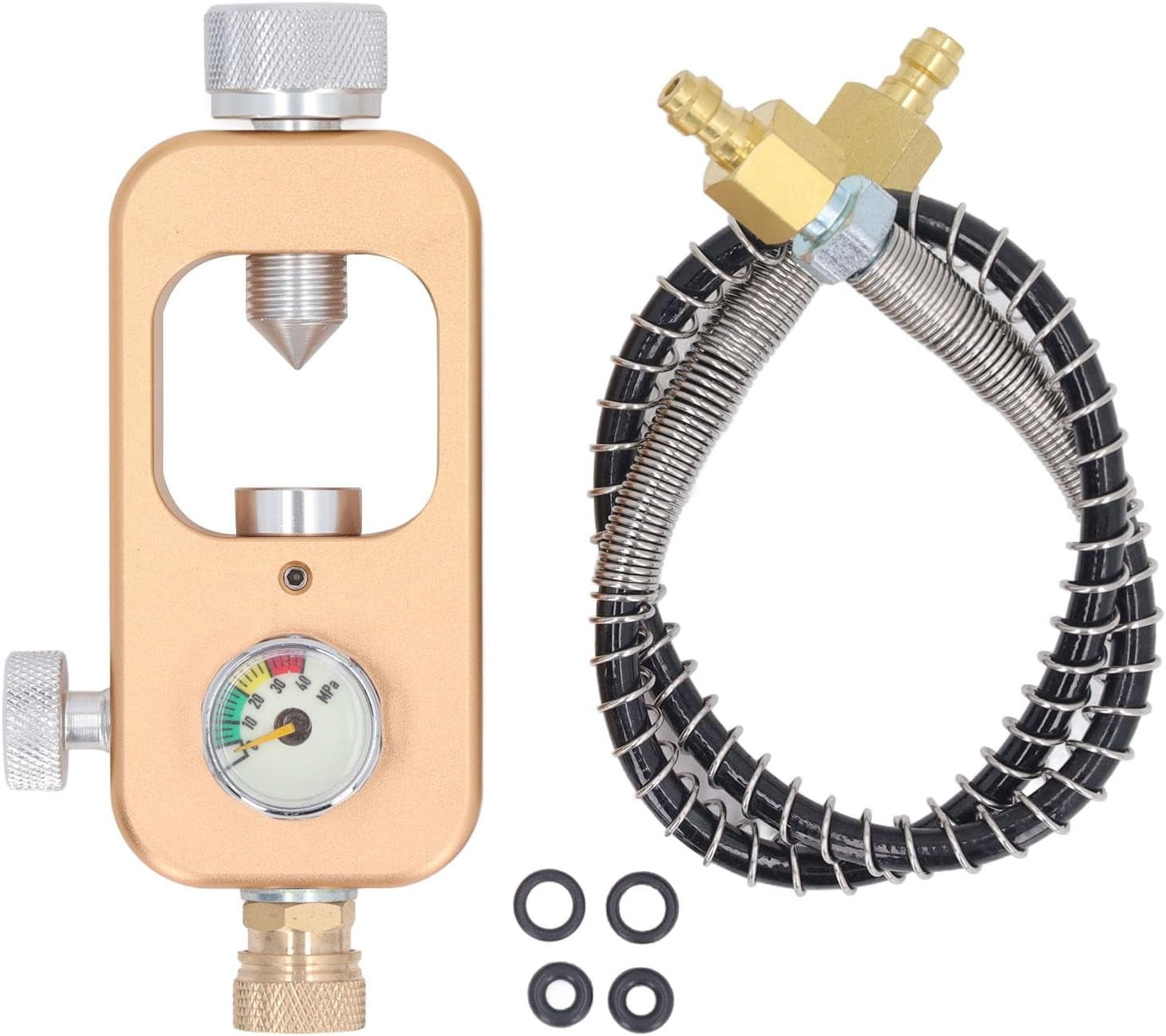 M18x1.5 DIN Valve Scuba Adapter With Gauge - 4500psi PCP Tank Valve With 22-inch Hose For Air Transfer