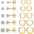 thumbnail image 1 of Yomhary 10 Pairs Piercing Hoop Earring Sets for Women Men,14K Gold Plated,Hypoallergenic,Gold, 1 of 8