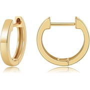 Yomhary 15mm Small Gold Hoop Earrings for Women ,14K Real Gold Plated