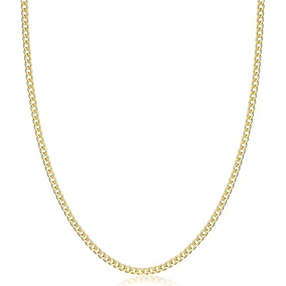 Yomhary 18K Gold Plated Curb/Cuban Link Gold Chain Necklace , 3MM For Women or Men