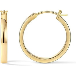 Hoop Earrings 2mm x 20mm 14k Yellow Gold-plated Sterling Silver Hoop Earrings 2mm x 20mm 14k Yellow Gold-plated Sterling Silver