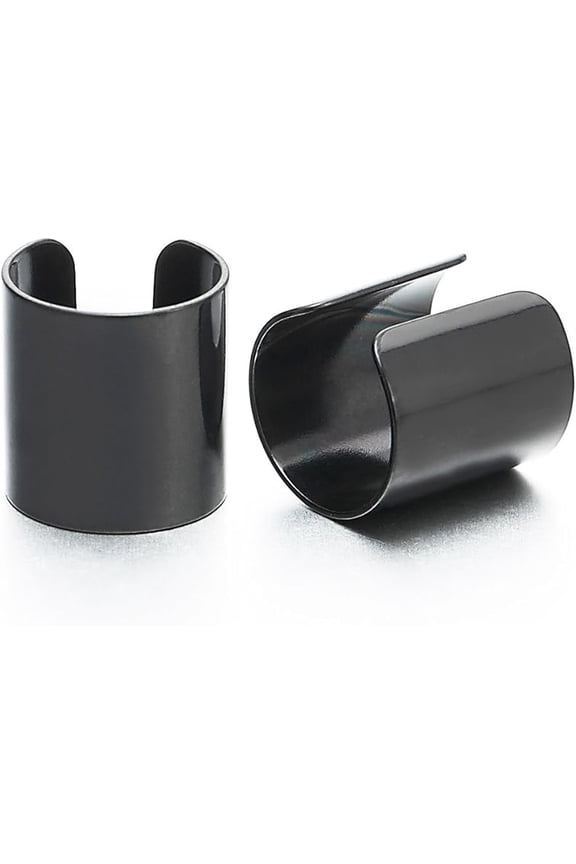 2pcs 8mm Stainless Steel Ear Clip for Men and Women ,Non-Piercing Clip On ,Black