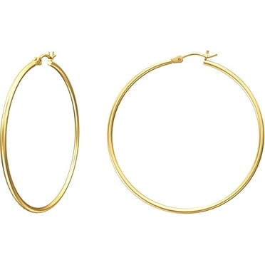 Yomhary 50mm Stainless Steel Gold Hoop Earrings for Women 14K Gold Plated with 925 Sterling Silver Post