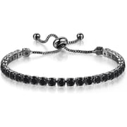 Yomhary Adjustable Tennis Bracelets for Women Teen Girls,4mm ,14K White Gold Plated ,Hypoallergenic ,Slider Cubic Zirconia