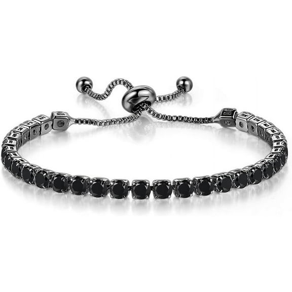 Yomhary Adjustable Tennis Bracelets for Women Teen Girls,4mm ,14K White Gold Plated ,Hypoallergenic ,Slider Cubic Zirconia