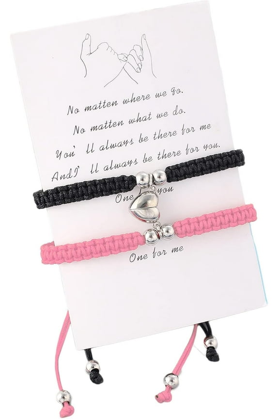 Magnetic Heart Matching Couple Bracelets ,Adjustable Braided 2pcs