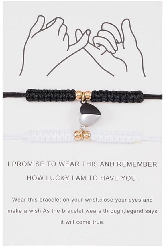 Magnetic Heart Matching Couple Bracelets ,Adjustable Braided 2pcs