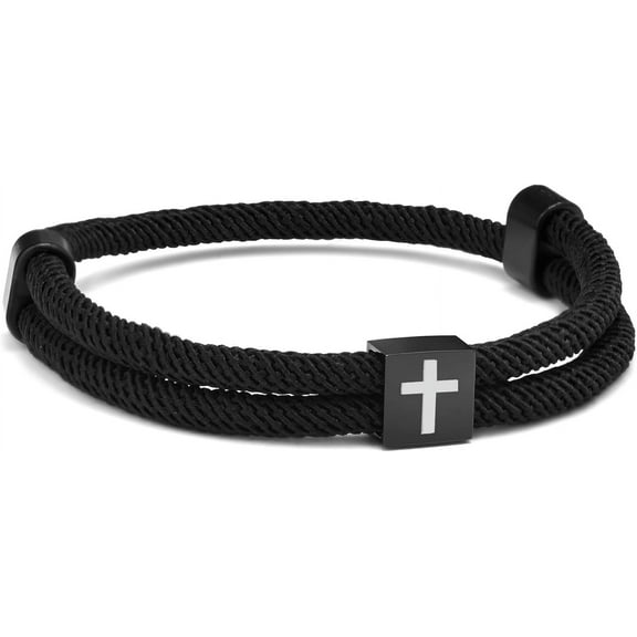 Yomhary Men's Handmade Adjustable Braided Nylon Rope Cross Bracelet