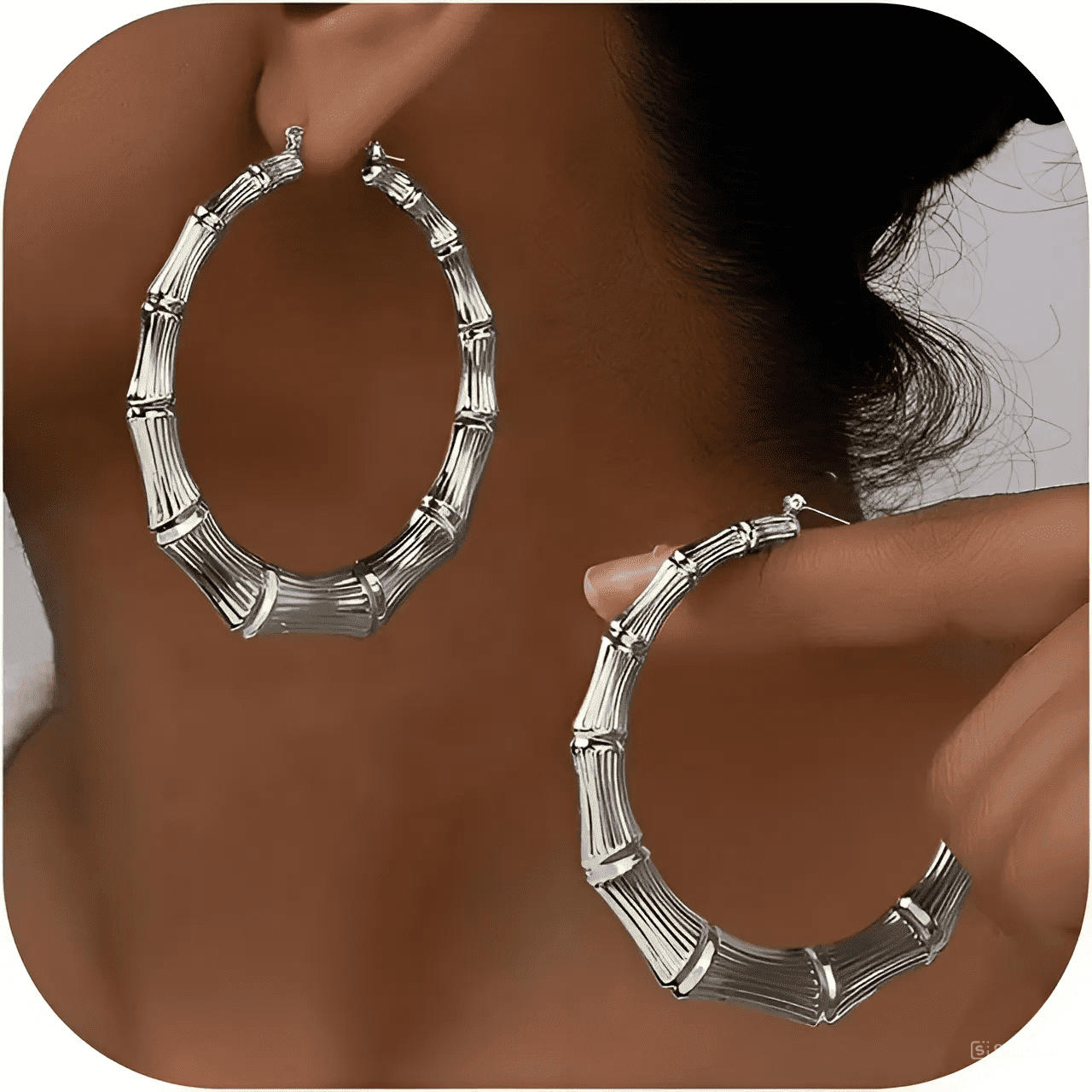 Yomhary Silver 90s Large Bamboo Hoop Earrings for Women - Walmart.com