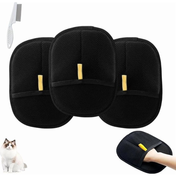 Yomi Pet Hair Remover Glove, Yomi Pet Glove, Electrostatic Pet Hair Remover, Static Removal Gloves for Pet Hair (Yellow*3)