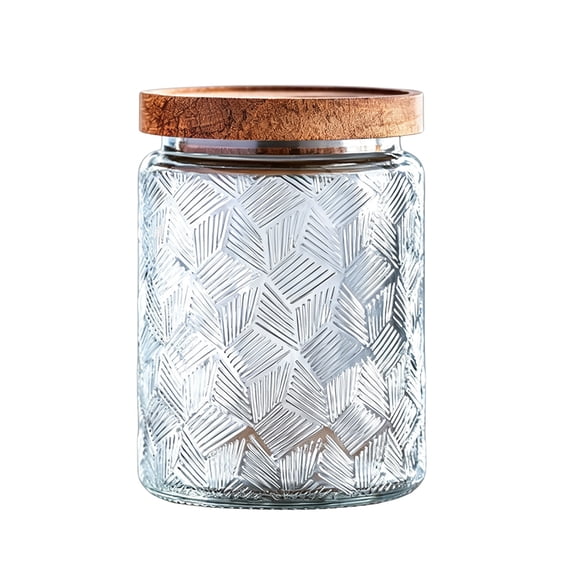 Yomiee 24 OZ Vintage Glass Jar with Lid, Airtight Food Storage Canisters with Bamboo for Kitchen Counter Pantry, Ideal for Coffee, Candy, Tea, Oats, Sugar, Cookies Decorative Jars-Sunflower