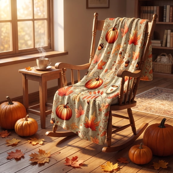 Yomiee Fall Throw Blanket Pumpkin Maple Leaf Flannel Blanket Autumn Harvest Soft Cozy Throw Blanket for Couch Bed Chair Warm Throws and Blankets for Autumn Thanksgiving Decor Gift for Family Friends