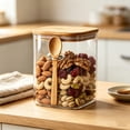 thumbnail image 1 of Yomiee Glass Jars with Bamboo Lids & Spoon, 53oz Pantry Airtight Storage Containers | Glass Kitchen Canisters, Food Storage Containers for Pantry with Wood Lids for Coffee, Tea, Sugar, Pasta, 1 of 6