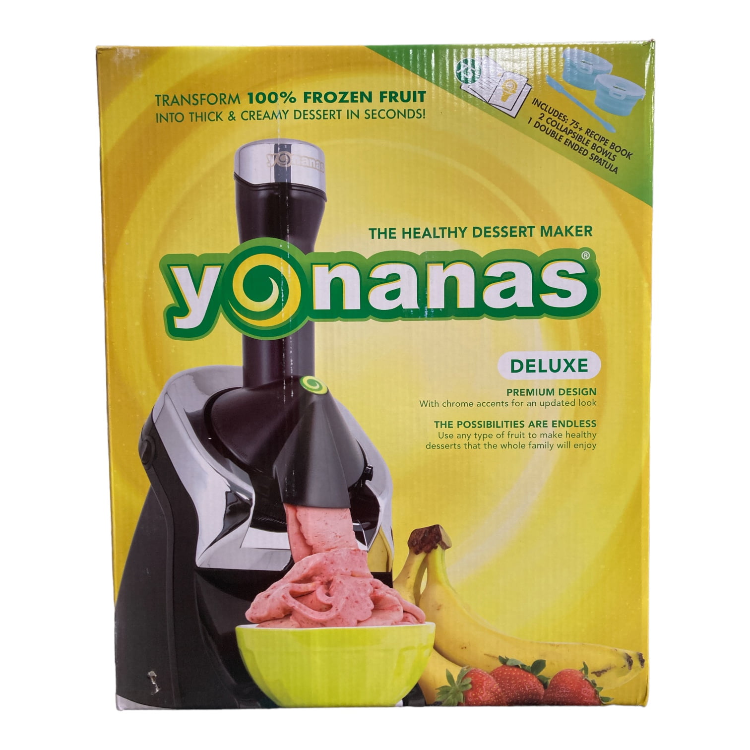 Yonanas Deluxe Healthy Soft-Serve Dessert Maker/75 Recipe Book
