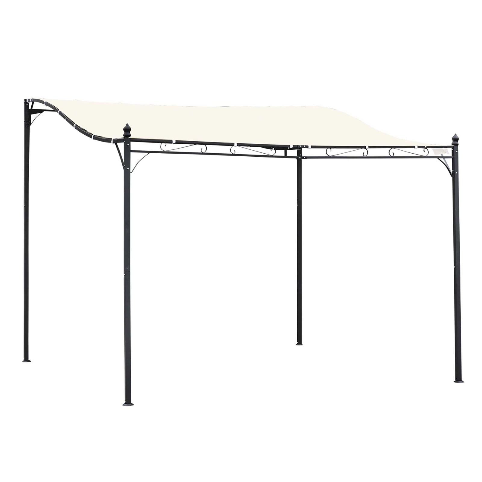 10' x 10' Black Steel Patio Pergola with Cream Canopy