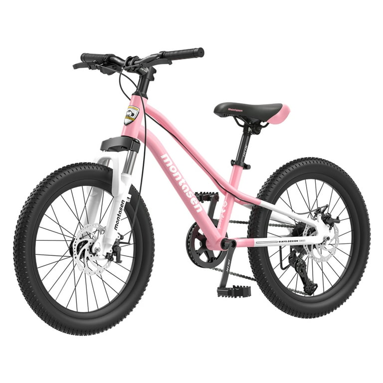 Yone jx je 20 Inch Youth Mountain Bike Kids Bicycles with Suspension Fork 7 Speed Drivetrain Suitable for Boys and Girls Pink