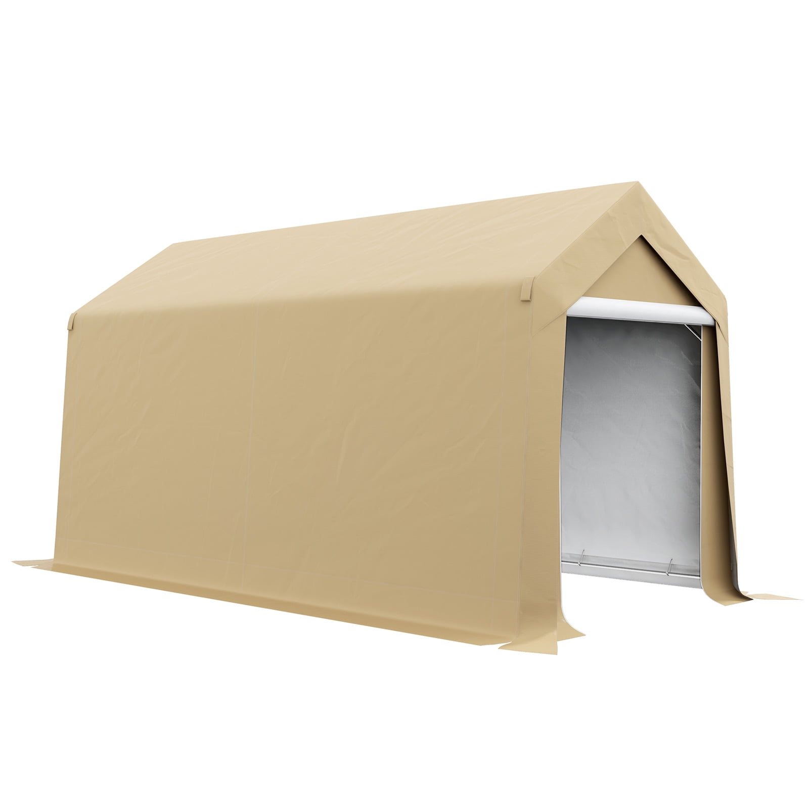Beige 7' x 12' Portable Storage Tent with Windows