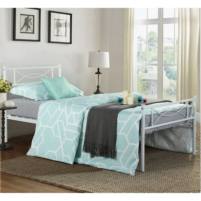 Yoneston 12.7'' High Platform Metal Bed Frame with Bowknot Headboards