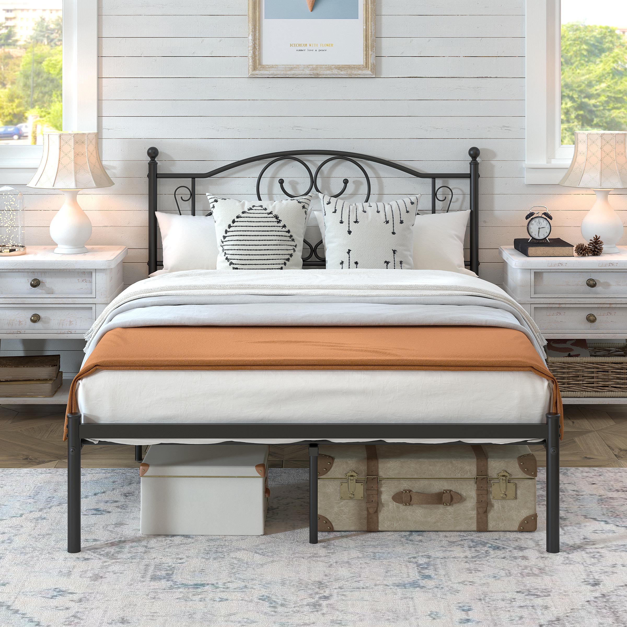 Yoneston 12” Full Size Heavy Duty Metal Platform Bed Frame with Love