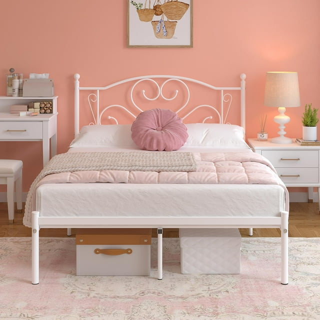 Yoneston 12” Full Size Heavy Duty Metal Platform Bed Frame with Love