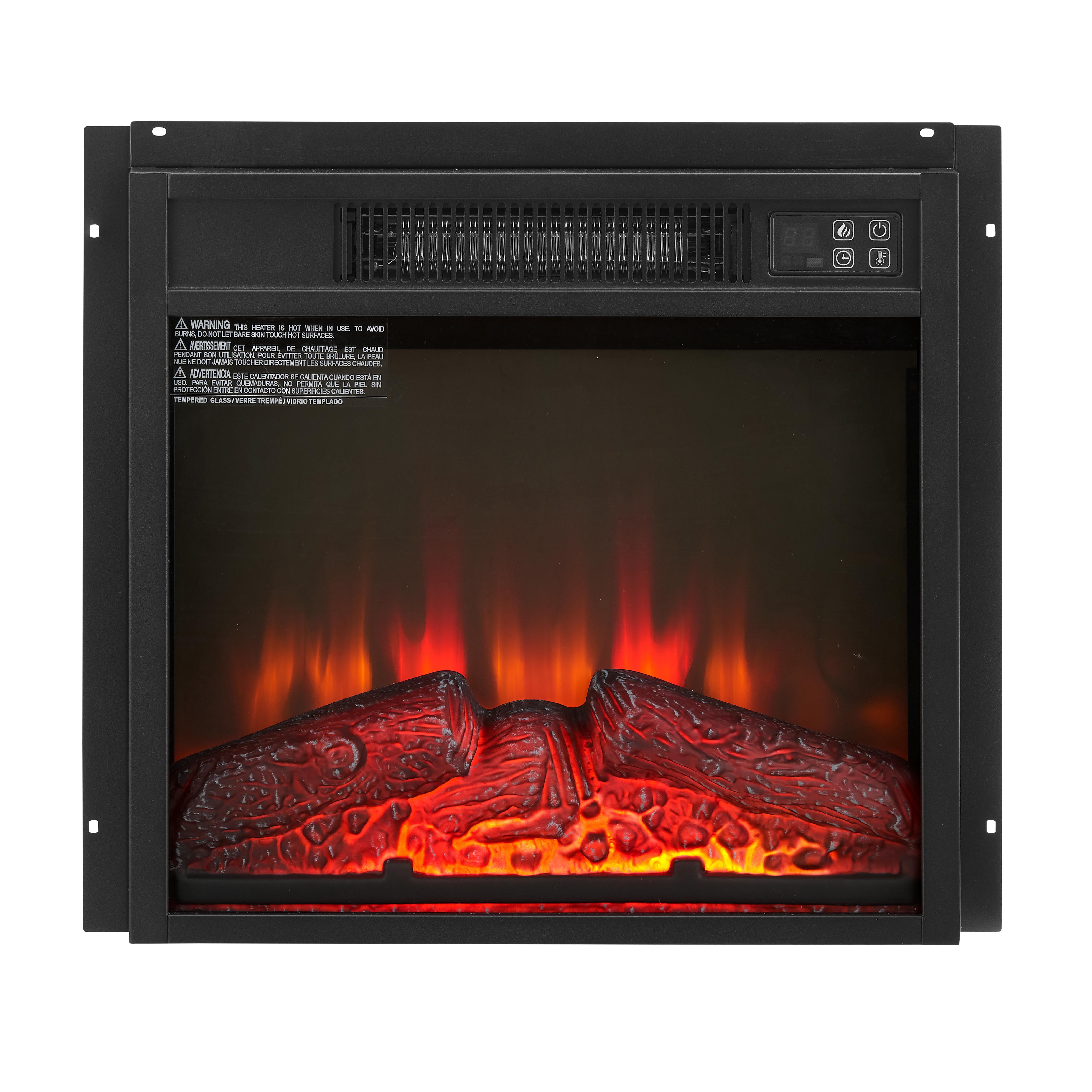 Yoneston 18" Slim Electric Fireplace Insert Heater with Remote Control, LED Fireplace Heater with Adjustable Flame Intensity and Temperature, Black