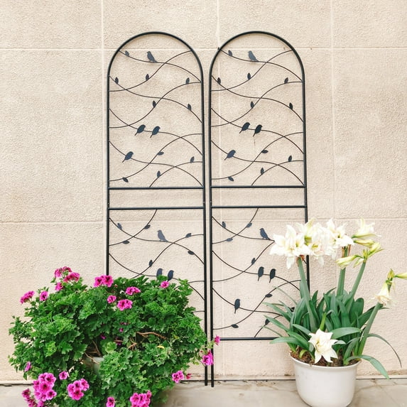 Yoneston 2 Pack Metal Garden Trellis, 71"x19.7" Bird Decorative Arched Trellis for Climbing Plants, Rustproof and Sturdy for Outdoor, Black