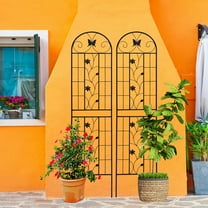 Yoneston 2 Pack Metal Garden Trellis, 86.7" x 19.7" Rust-Proof and Sturdy U-Shaped Garden Pergola for Climbing Plants with Terraces, Lawns, Yards, Backyards, Walls, Black