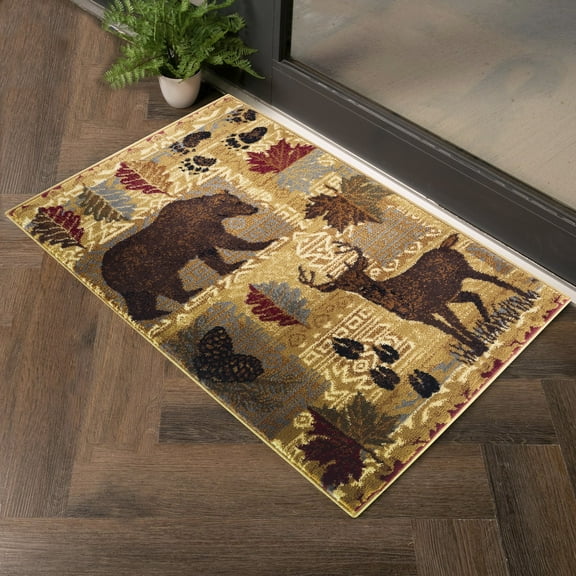 Yoneston 2' x 3' Southwest Wildlife Design Accent Area Rug for Living Room, Retro Rug with Soft & Non-Slip for Bedroom Dining Room Decoration, Beige