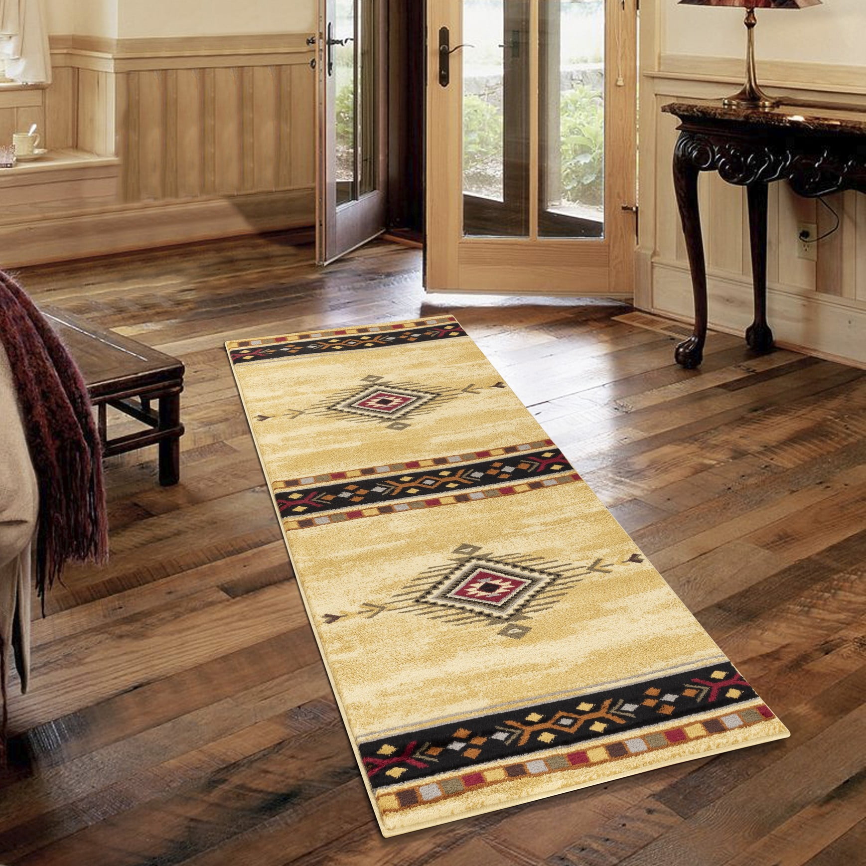 Yoneston 2' x 7' Southwest Design Accent Area Rug for Living Room, Retro Rug with Soft & Non-Slip for Bedroom Dining Room Decoration, Cream
