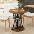 thumbnail image 1 of Yoneston 30-inch Round Dining Table, Wood Metal Base Kitchen Table with 8 Storage Shelves for Bistro Kitchen Dining Room Living Room, Rustic Brown (Only Table), 1 of 9