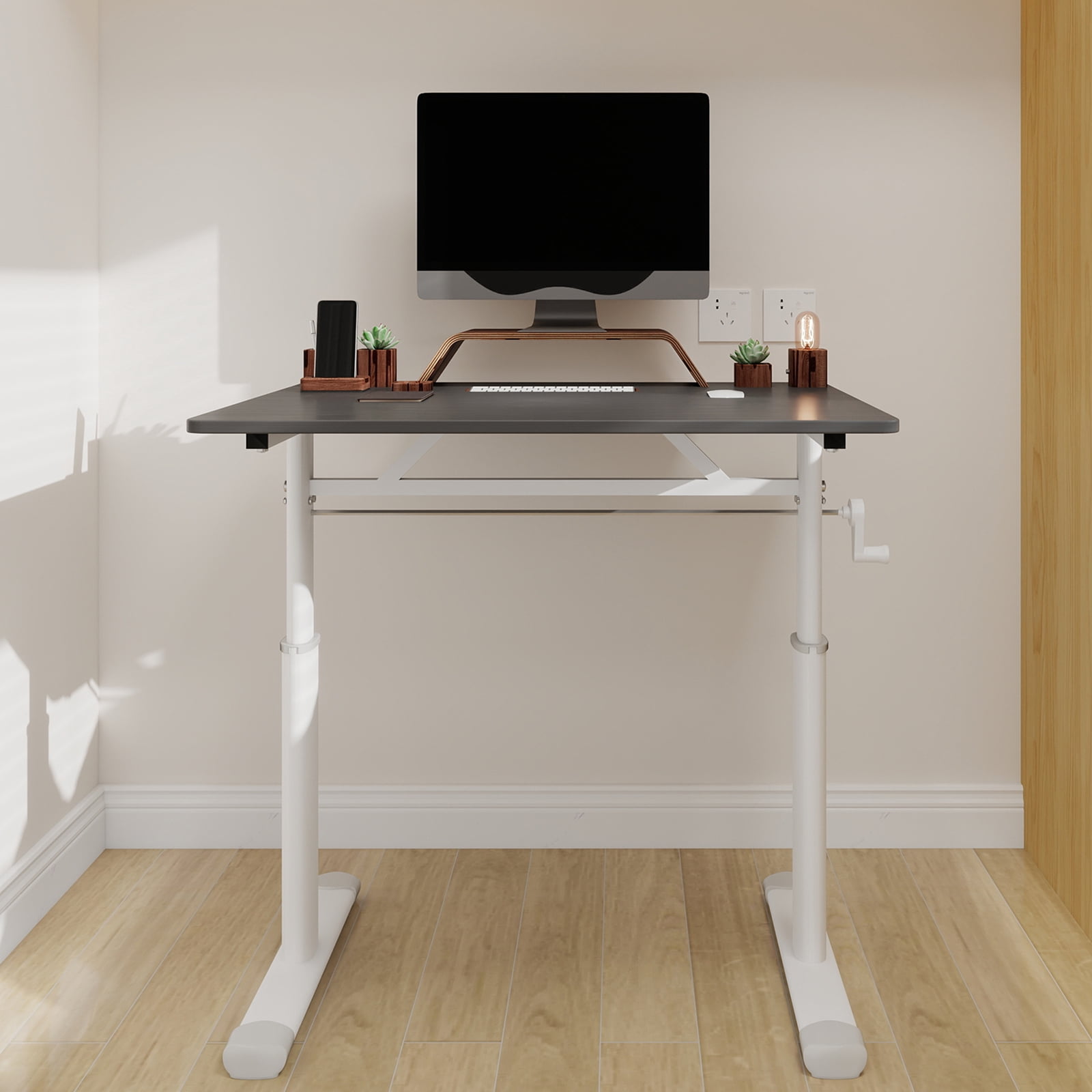 Yoneston 32" x 24" Height Adjustable Computer Desk, Home Office Standing Up Desk for Students,Teen and Adults, Grey