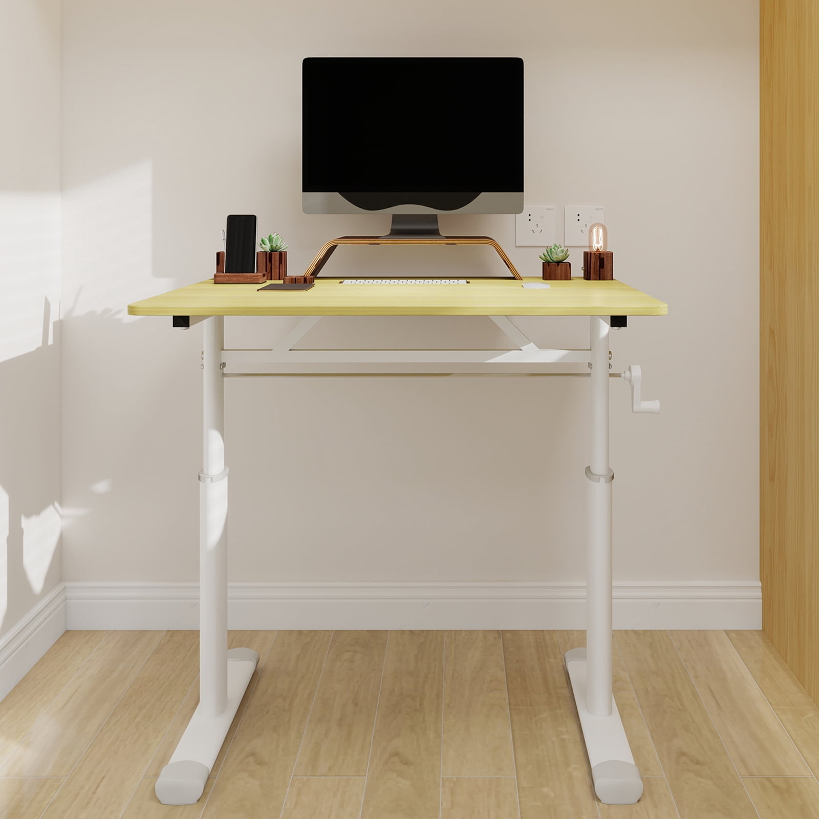 Yoneston 32" x 24" Height Adjustable Computer Desk, Home Office Standing Up Desk for Students,Teen and Adults, Wood