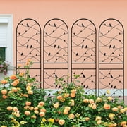 Yoneston 4 Pack Metal Garden Trellis, 71"x19.7" Bird Decorative Arched Trellis for Climbing Plants, Rustproof and Sturdy for Outdoor, Black